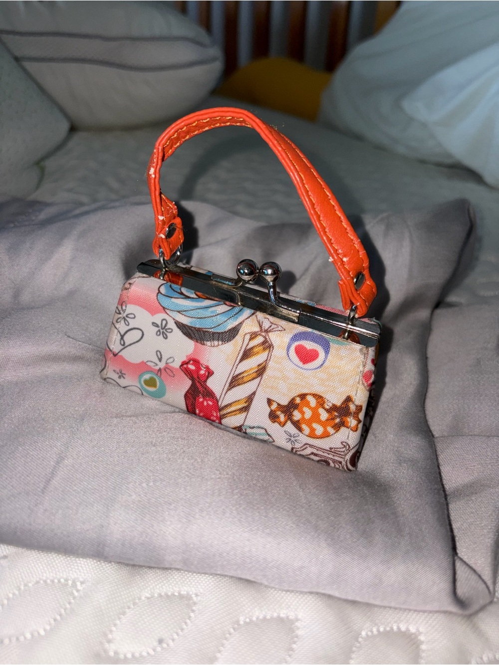 Colorful Mini Kiss-Lock Coin Purse - Orange Interior